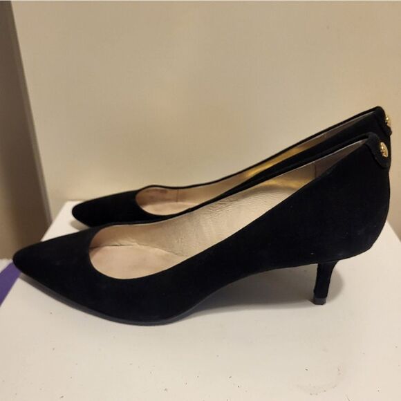MK Michael Kors Black Suede Pointy Toe Kitten Heel Pumps Sz.6.5 MSRP $168 - Picture 4 of 8